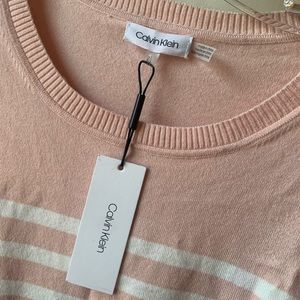 Calvin Klein pink and white striped sweater, XL
